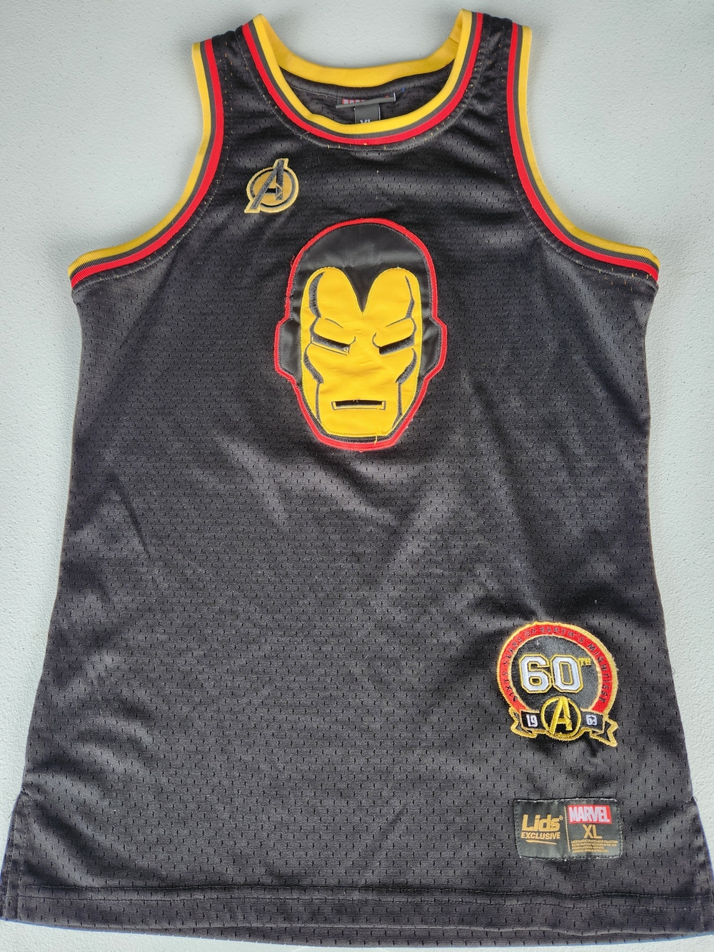 Used Marvel Kids Black And Red with Yellow & Red Iron Man Basketball Jersey
